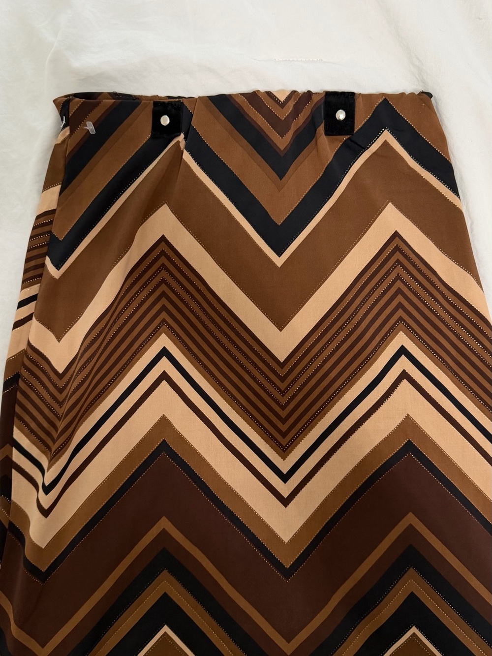 Vintage Brown Chevron Midi Pencil Skirt Retro Boho